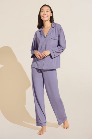 Eberjey Gisele TENCEL™ Modal Long PJ Set Pyjama Dames Paars Blauw | WAV6099VK