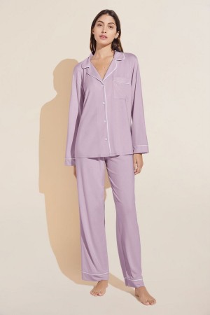 Eberjey Gisele TENCEL™ Modal Long PJ Set Pyjama Dames Paars Wit | FTV4731BF