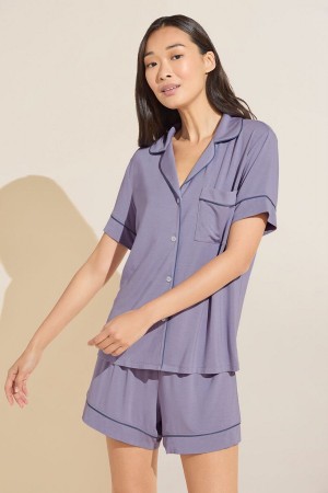 Eberjey Gisele TENCEL™ Modal Relaxed Short PJ Set Pyjama Dames Paars Blauw | GCY4189IO