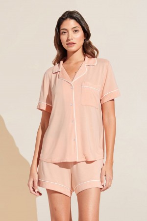 Eberjey Gisele TENCEL Modal Relaxed Short PJ Set Pyjama Dames Koraal Wit | HTK8361DY