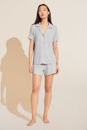 Eberjey Gisele TENCEL™ Modal Rib Relaxed Short PJ Set Pyjama Dames Lichtgrijs | BFG8695AD