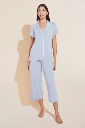 Eberjey Gisele TENCEL™ Modal Short Sleeve Cropped PJ Set Pyjama Dames Blauw Wit | EHU5823IK