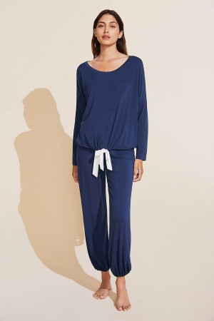 Eberjey Gisele TENCEL™ Modal Slouchy PJ Set Pyjama Dames Donkerblauw Wit | UCQ638WJ