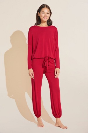 Eberjey Gisele TENCEL™ Modal Slouchy Set Pyjama Dames Rood | DYU6598BU