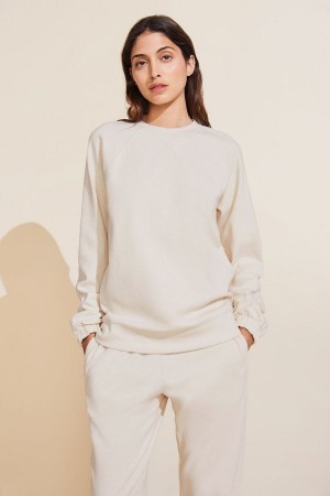 Eberjey Luxe Sweats Sweatshirt Dames Wit | KFM921WH