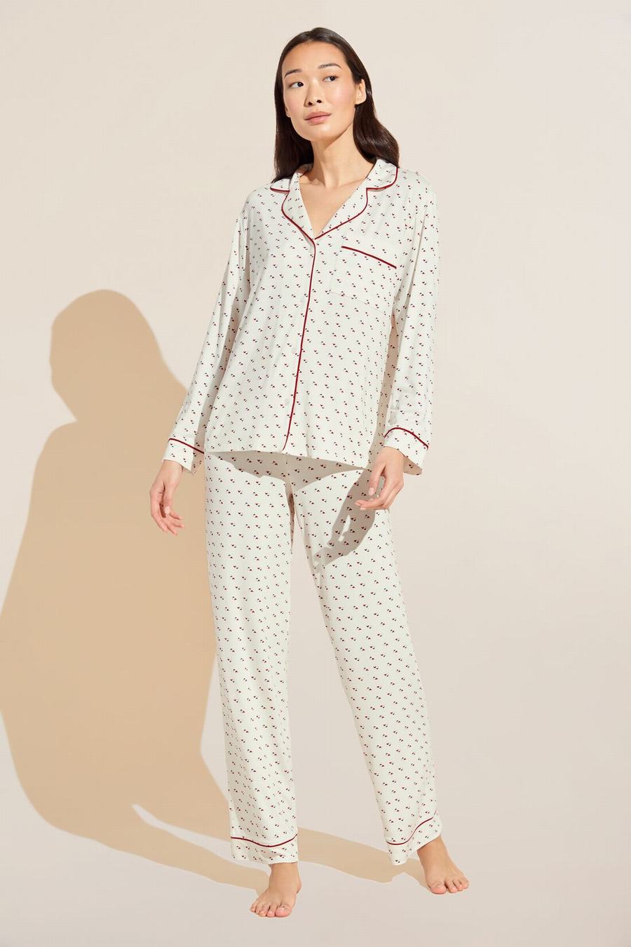 Eberjey Gisele Printed TENCEL Modal Long PJ Set Pyjama Dames Wit Rood | VSF379VD