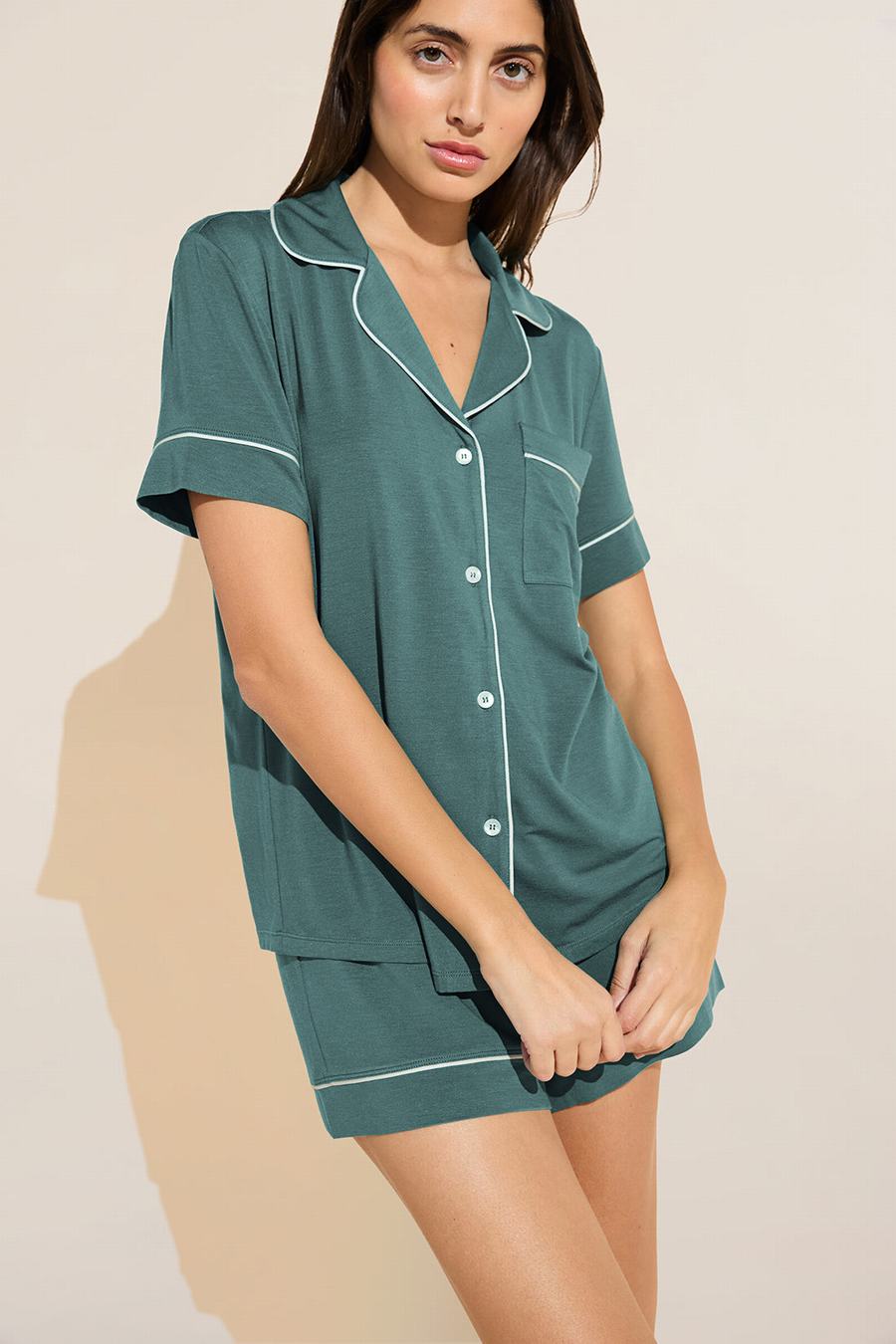 Eberjey Gisele TENCEL™ Modal Relaxed Short PJ Set Pyjama Dames Groen Wit | JDI858XN