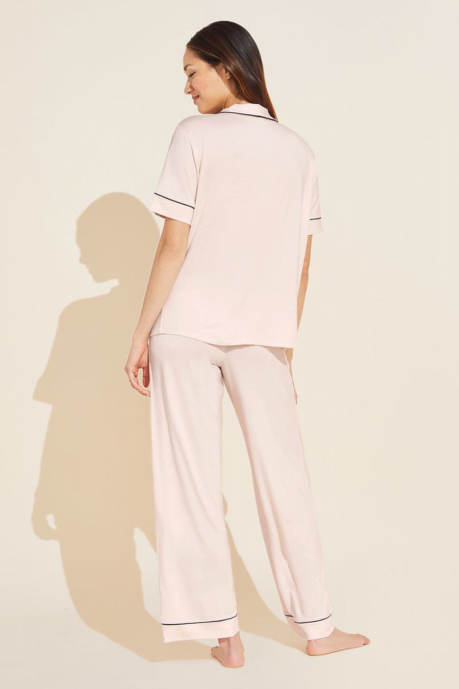 Eberjey Gisele TENCEL™ Modal Short Sleeve & Pant PJ Set Pyjama Dames Roze Zwart | YNZ8578OT