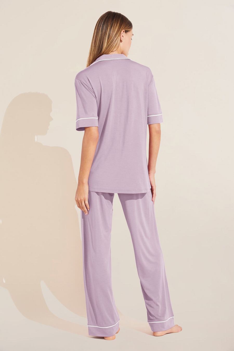 Eberjey Gisele TENCEL™ Modal Short Sleeve & Pant PJ Set Pyjama Dames Paars Wit | JVZ2785YU